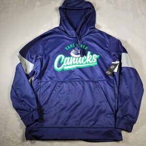 NHL Vancouver Canucks Hoodie Mens Medium Blue NWT Performance Sweatshirt